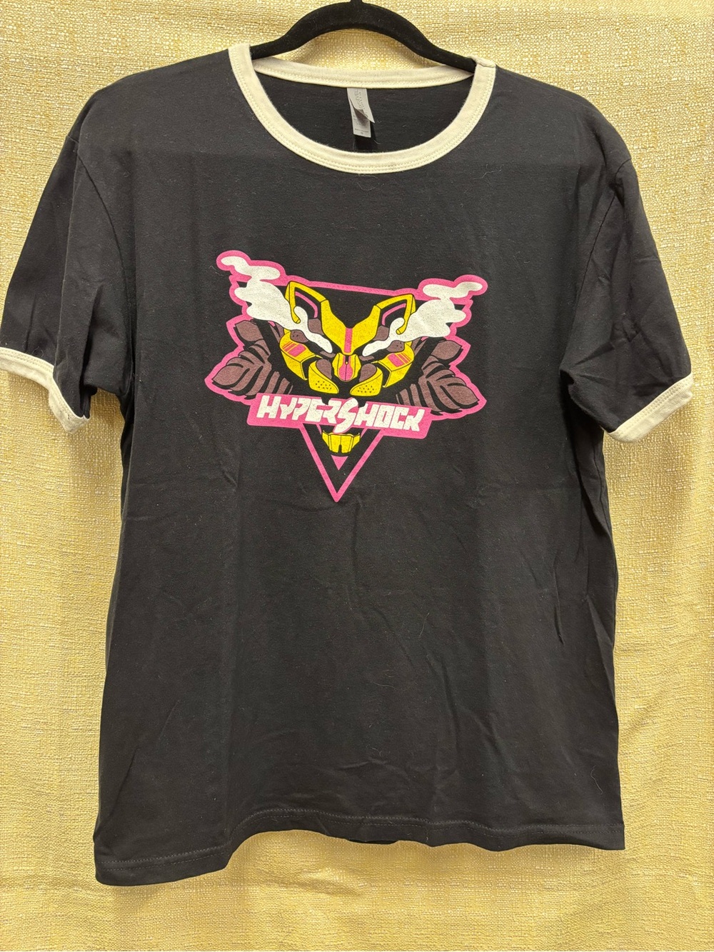 Hyper shock battle bots  Black Shirt with Cream Neck Trim and White Tag
